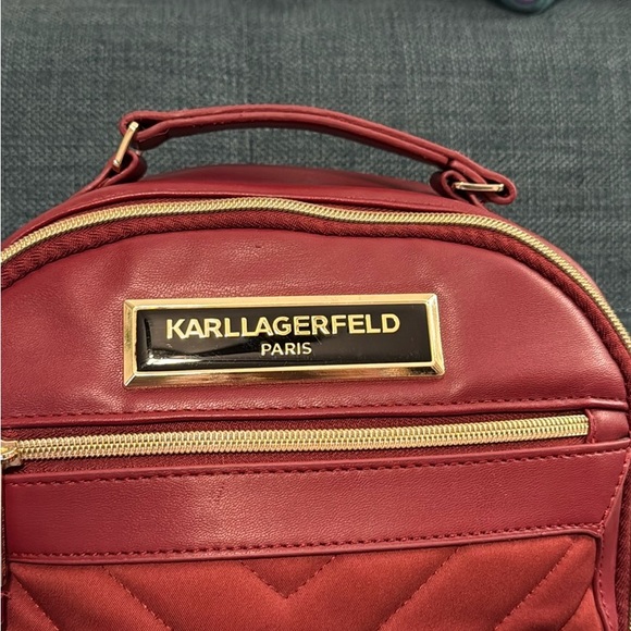 NWOT Karl Lagerfeld Chevron Backpack (Burgundy) - Picture 9 of 10
